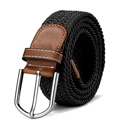 Imagen de DonDon Cinturón trenzado extensible y elástico para hombres mujeres de 100 cm a 130 longitud negro