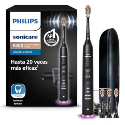 Imagen de Philips Sonicare DiamondClean Smart 9400 cepillo dental eléctrico, sónico con aplicación, sensor de presión, 4 modos cepillado y 3 niveles intensidad, negro, modelo HX9918/89