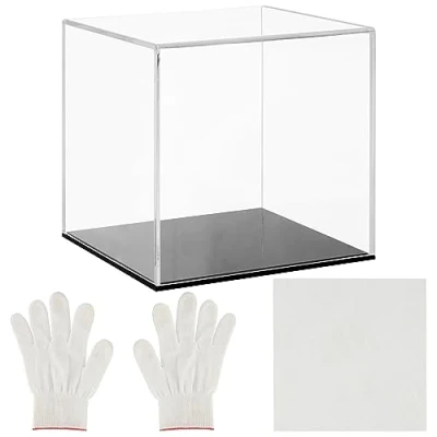 Imagen de Belle Vous Vitrina Expositora de Metacrilato Transparente 5 Lados con Base 12,5 cm Caja Exhibicion Acrilico para Coleccionables, Decoraciones y Figuras Acción