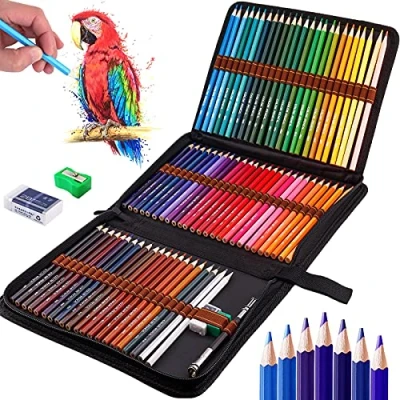 Imagen de Frasheng Lapices Colores Profesional,Juego de 72, Incluye lápices para colorear,Caja Cremallera Portátil,Borrador, prolongador lápiz y sacapuntas,para Artistas,Adultos Niños