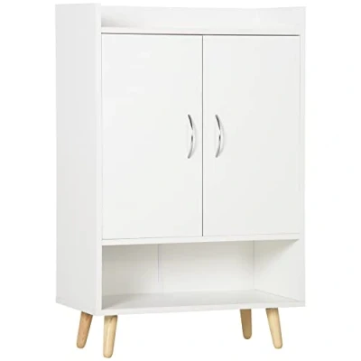Imagen de HOMCOM Mueble Zapatero de 2 Puertas Moderno Armario Auxiliar para 12 Pares Zapatos con 4 Estantes Recibidor Salón Dormitorio 60x30x92 cm Blanco