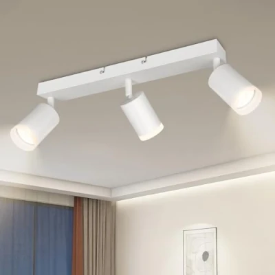 Imagen de Kambo Blanco Lámpara Techo Foco con 3 Focos GU10 de Orientables Modernas Para el Plafón LED Interior Apliques Dormitorio Salon Sin Bombilla