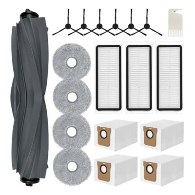 Imagen de Juego de accesorios para Dreame L20 Ultra, 4 almohadillas limpieza, bolsas el polvo, 1 cepillo principal, 6 cepillos laterales, 3 filtros, robot aspirador,