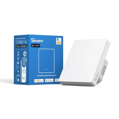 Imagen de SONOFF M5 1C 80W (Matter) Interruptor de luz Inteligente, Pared Wi Fi Alexa, Interruptores eléctrica, 1 Canal, Compatible con Alexa and Google Home [Cable neutro requerido]