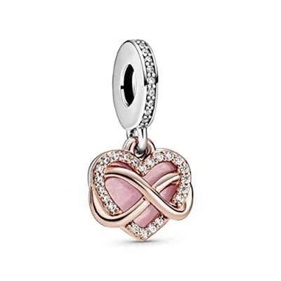 Imagen de Pandora Sparkling Infinity Heart Dangle Adorno, Mujer, Talla: One Size, Sterling silver and rose gold plated