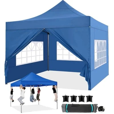 Imagen de TOOLUCK carpa plegable 3 x cm, resistente al agua, estable, invierno 2.0, para exteriores, plegable, protección UV 50+, alturas ajustables, fiestas con 4 paneles laterales