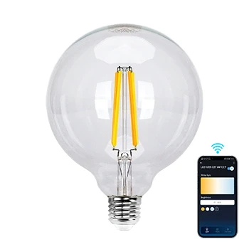 Imagen de Aigostar Bombilla LED inteligente. Alexa vintage, G125 Transparente tipo globo, 6W 850LM E27, regulable cálida a fría 2700K 6500K. Compatible con y Google home, 1 Unidad