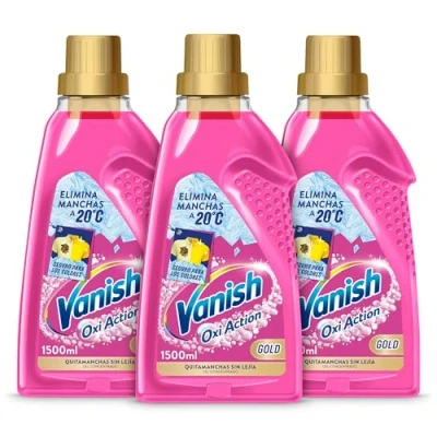 Imagen de Vanish Oxi Action Gold Quitamanchas multibeneficio para la ropa, elimina olores y potenciador del lavado, en gel, sin lejía 3x 1500 ml