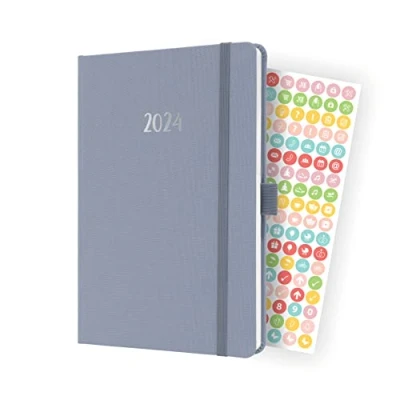 Imagen de SIGEL J4407 Agenda semanal Jolie 2024, certificación FSC, dos páginas = una semana, tapa dura superficie textil, aprox. A5, lila, 174
