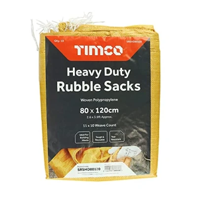 Imagen de TIMCO Bolsas de escombros polipropileno resistentes, XXL, resistentes a desgarros, reutilizables, 10 bolsas, 80 x 120 cm