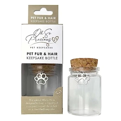Imagen de Botella de Recuerdo pelo y mascotas Conserva recuerdos preciosos para perros, gatos, caballos, mamíferos pequeños Abalorio huella incluido 3,5 cm diámetro x 5