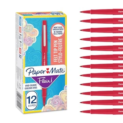 Imagen de Paper Mate Flair rotulador, punta mediana de 1,1 mm, rojo, caja 12