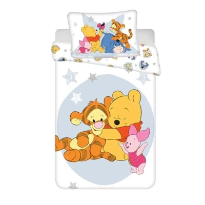 Imagen de Jerry Fabrics Juego de cama Winnie the Pooh y Sus Amigos para bebé o pequeña, funda nórdica revesible 100 x 135 cm + almohada 40 60 cm, 100% algodón, con Tigrou, Bourriquet