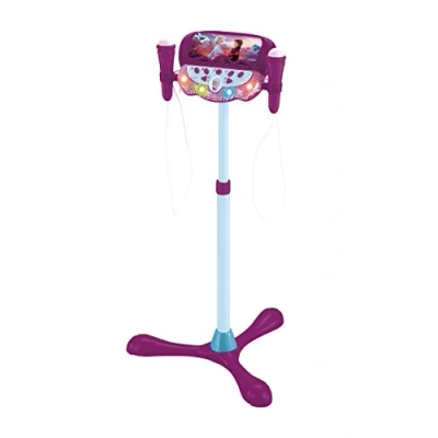 Imagen de Lexibook s160fz Disney Frozen Altavoz pie para niños, Juguete Musical, Altura Regulable, Efectos Luminosos, 2 microfónos incluidos, mp3, Enchufe Cable de Entrada Auxiliar, Violeta/Azul, Color Negro