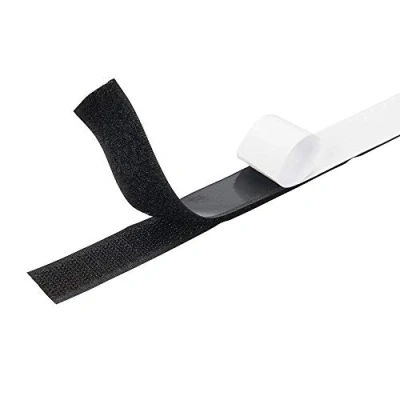 Imagen de cinta adhesiva de gancho y bucle, autoadhesiva, resistente, reutilizable, doble cara, fijación trasera, color negro, 5 cm 2 m