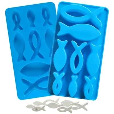 Imagen de 2 Pcs Molde De Silicona 8 Compartimentos,Molde Pescado Silicona,Molde Resina Epoxi,Molde Multifuncional,Para Postres,Yeso