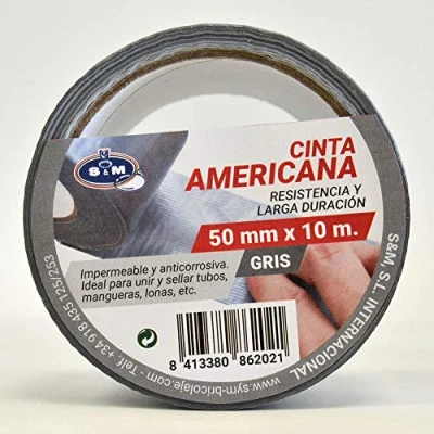 Imagen de S&amp;M Cinta americana gris 50 mm x 10 m SANEAPLAST adhesiva aislante Rollo de metros