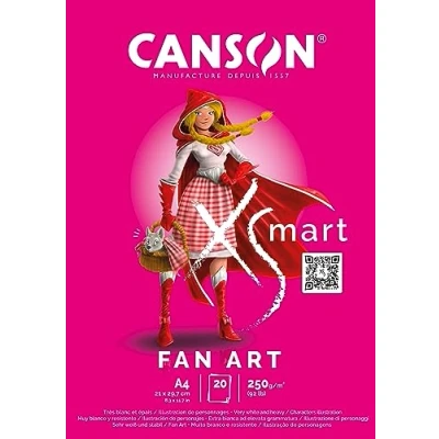 Imagen de CANSON XSmart, Papel de dibujo Blanco, Liso, 250gsm, Bloc encolado por lado largo, A4 21x29,7cm, 20 hojas