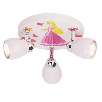 Imagen de BRILLIANT lámpara Princess LED spot roundel 3flg rosa 3x PAR51, GU10, lámparas reflectoras de 3W incluidas, (250lm, 3000K) Escala a ++ E Cabezas giratorias