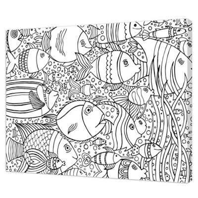 Imagen de Pintcolor 7171.0 Marco con Lienzo Impreso de Colorear, Madera Abeto/algodón, Blanco/Negro, 50 x 40 3.5 cm