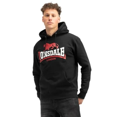 Imagen de Lonsdale Normale Passform DUFF Jersey con capucha, Hombre, Talla: XL, Black white red