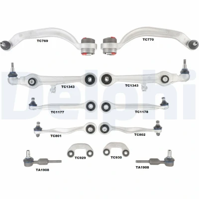 Imagen de DELPHI TC1900KIT Juego de reparación del brazo suspensión Eje delantero VOLKSWAGEN: Passat B5 GP Berlina, Variant, AUDI: A6 C5 Berlina