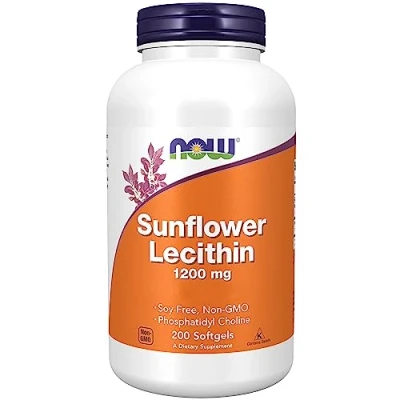 Imagen de Now Foods, Sunflower Lecithin (Lecitina de Girasol), 1.200mg, 200 Cápsulas blandas, Probado en Laboratorio, Sin Gluten, Soja