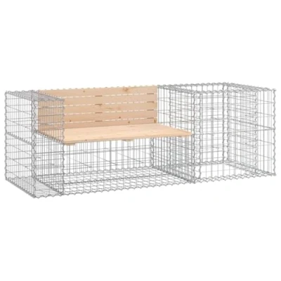 Imagen de vidaXL Banco de jardín con Cesta gaviones Madera Maciza Pino