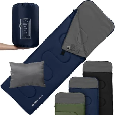 Imagen de Sleeping bag camping con capucha [280 GSM], saco de dormir para exteriores, adultos, tamaño pequeño, 3 4 estaciones, verano ligero y compacto,
