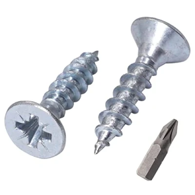 Imagen de SKIR&#039;CO Lote de 100 tornillos acero galvanizado 4,5 x 20 mm, cabeza avellanada Pozidriv, aglomerado, rosca PZ (100, mm)