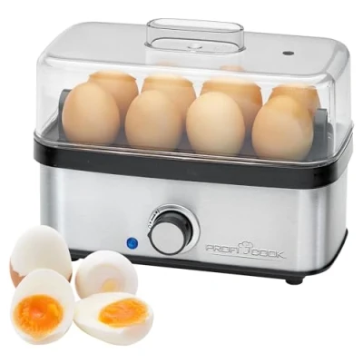 Imagen de ProfiCook, Cocedor de huevos para hasta 8 huevos, Función tortilla/escalfado, Soporte y recipiente medidor con palillo Luz control timbre, PC EK1275