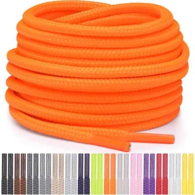 Imagen de Miscly Cordones Redondos para Zapatos, Zapatillas y Botas Disponibles en Múltiples Longitudes Colores (Naranja Neón, 137 cm)