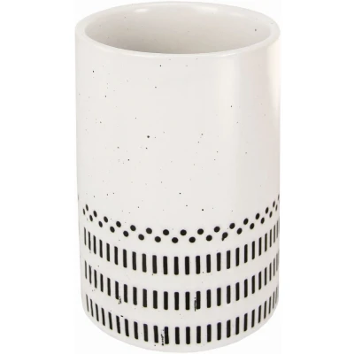 Imagen de Kleine Wolke Vaso para cepillos de Dientes Alva, Accesorios, Color Blanco y Negro, Material: gres.
