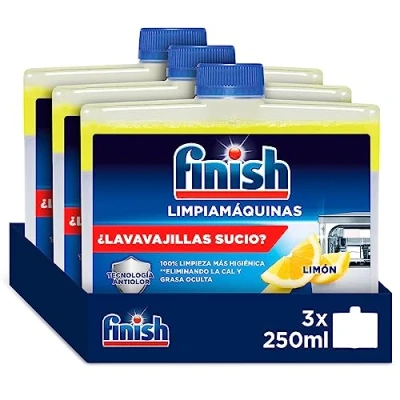 Imagen de Finish Limpiamáquinas, Limpieza higiénica para el lavavajillas contra mal olor, la cal y grasa, Multicolor, 250 ml x 3 Limón