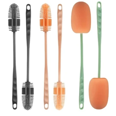 Imagen de Litinliv 6 cepillos para Limpiar Botellas,Cepillo Fregar Botellas De Agua,Cepillo Largo Silicona,Limpiador Agua Biberones,Botellas Diámetro Más Pequeño