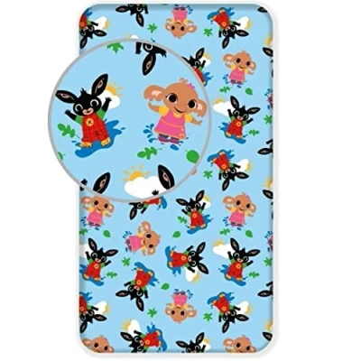 Imagen de Sábana bajera Bing Bunny cama individual 100% algodón, licencia oficial, (200 x 90 25 cm)