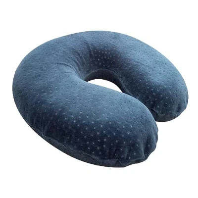Imagen de Pikolin Home Almohada de Viaje para Cuello Viscoelástica, Transpirable y Suave con Funda Lavable, Firmeza Media/Baja, Color Azul