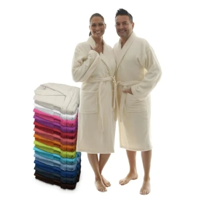 Imagen de LEBENGOOD Albornoz Unisex, Mujer y Hombre 100% Algodón Rizo Americano 400 gr con Cinturón, Bolsillos, Ducha, Bata Suave, Toalla (L, Crudo)