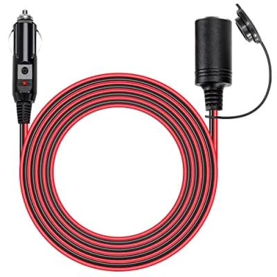 Imagen de GUNGY Cable de Extensión Coche 3.6m 12V/24V Alargador Mechero 16AWG Impermeable con Fusible 15A Alargadores Encendedor Cigarillo Enchufe a Toma