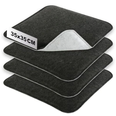 Imagen de com four® 4X Cojines de Asiento Acolchados Silla para sillas y Bancos Juego Fieltro Funda cojín Angular Comedor, jardín, terraza, balcón