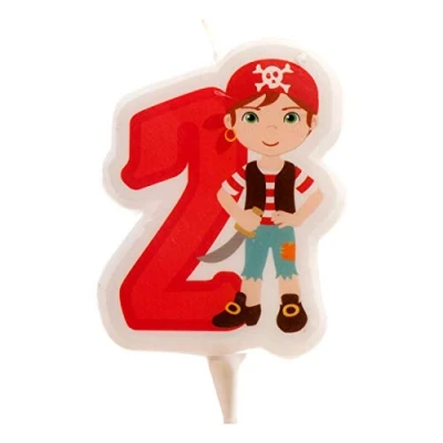 Imagen de Dekora Vela de Cumpleaños 2D Pirata para Tartas Infantiles Numero 2