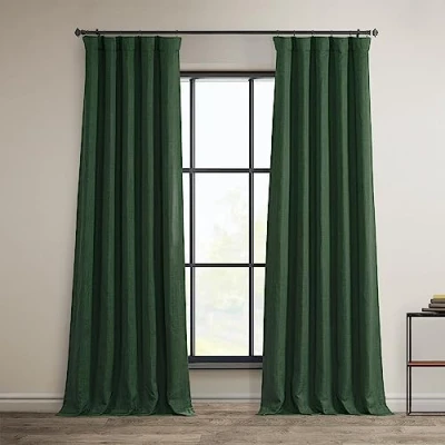 Imagen de HPD Half Price Drapes Cortinas texturizadas de Lino sintético para oscurecer la habitación, Dormitorio, 96 Pulgadas Largo (1 Panel), 50 Ancho x Largo,