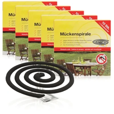 Imagen de com four® 50x Espirales Antimosquitos con Soporte, La Espiral para Mosquitos repele Mosquitos, y Otros Insectos en el balcón, Terraza, jardín Camping (50 Piezas Negra)