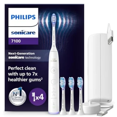 Imagen de Philips Sonicare 7100 cepillo dental eléctrico, sónico con aplicación, 4 modos de cepillado y 3 niveles intensidad, alerta presión, SmarTimer, blanco, HX7420/08 [Nueva Tecnología]