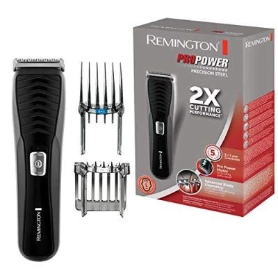 Imagen de Remington Máquina de Cortar Pelo Pro Power Precision Steel, Cortapelos con Cable e Inalámbrico, Cuchillas Acero, 2 Peines Ajustables, 40 min Autonomía, Indicador LED Carga HC7110