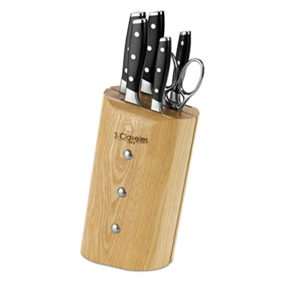 Imagen de 3 Claveles 5C+1T 3C Juego Cocina, Madera,Acero Inoxidable, 5 Cuchillos Ash Toledo + 1 Tijera Star