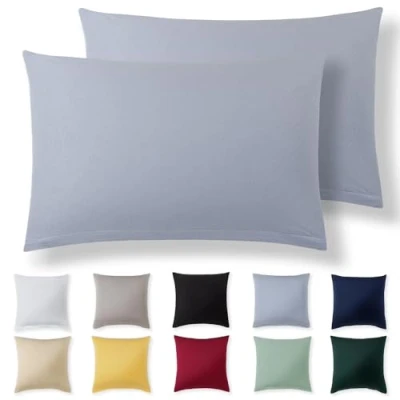 Imagen de Alreya Juego de 2 Fundas Almohada 100% Algodón Jersey 30 x 50 cm Azul Claro Funda Cojín para Cama 30x50 Cojínes sofá hipoalergénica