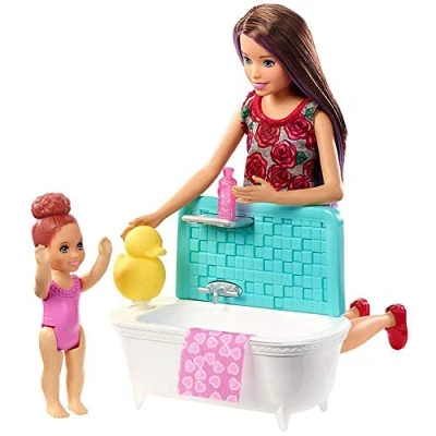 Imagen de Barbie Canguro Muñeca con bebé y Accesorios de baño, Regalo para niñas niños 3 9 años (Mattel FXH05)