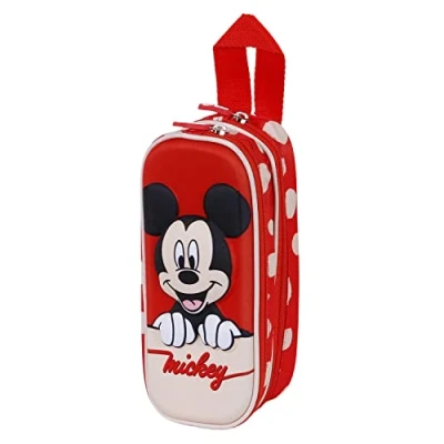 Imagen de Disney Mickey Mouse Bobblehead Estuche Portatodo 3D Doble, Rojo, 22 x 9.5 cm
