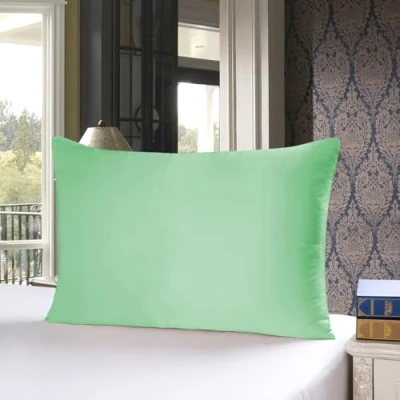 Imagen de townssilk Funda de almohada seda morera 100 % pura 19 mommes, en ambos lados, para cabello y piel, salud, cremallera oculta, 1 pieza, 40 x 70 cm, verde
